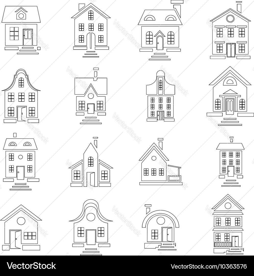 House Outline Set vector image