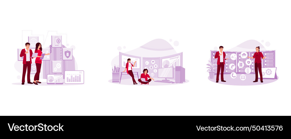 Information storage two little programmers Information storage two little programmers Vector Image