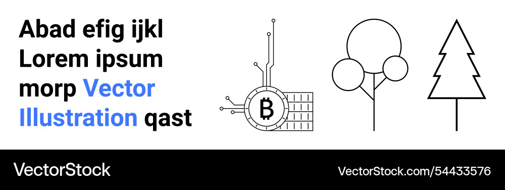 Minimalistic bitcoin circuit trees and text Vector Image