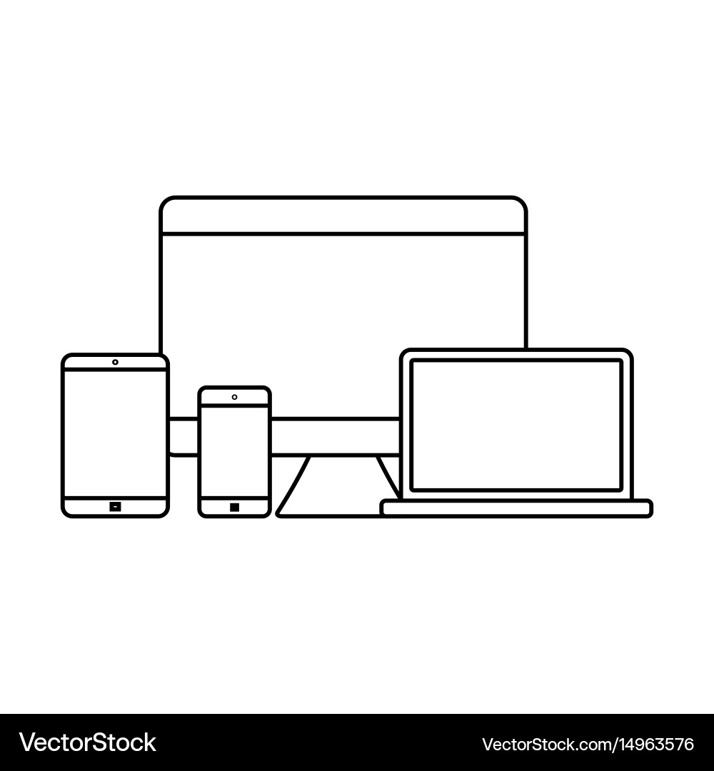 Outline Device Icons Set Vector Image