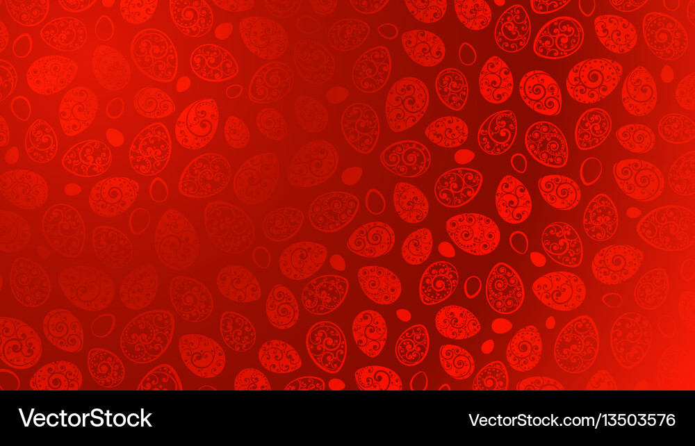 Red Easter Eggs with Curls Background vector image