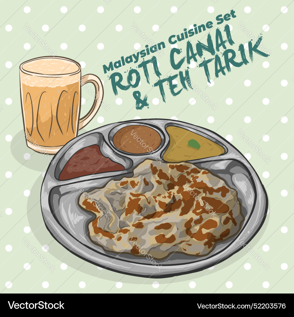 Roti Canai - Malaysian Breakfast Set Royalty Free Vector