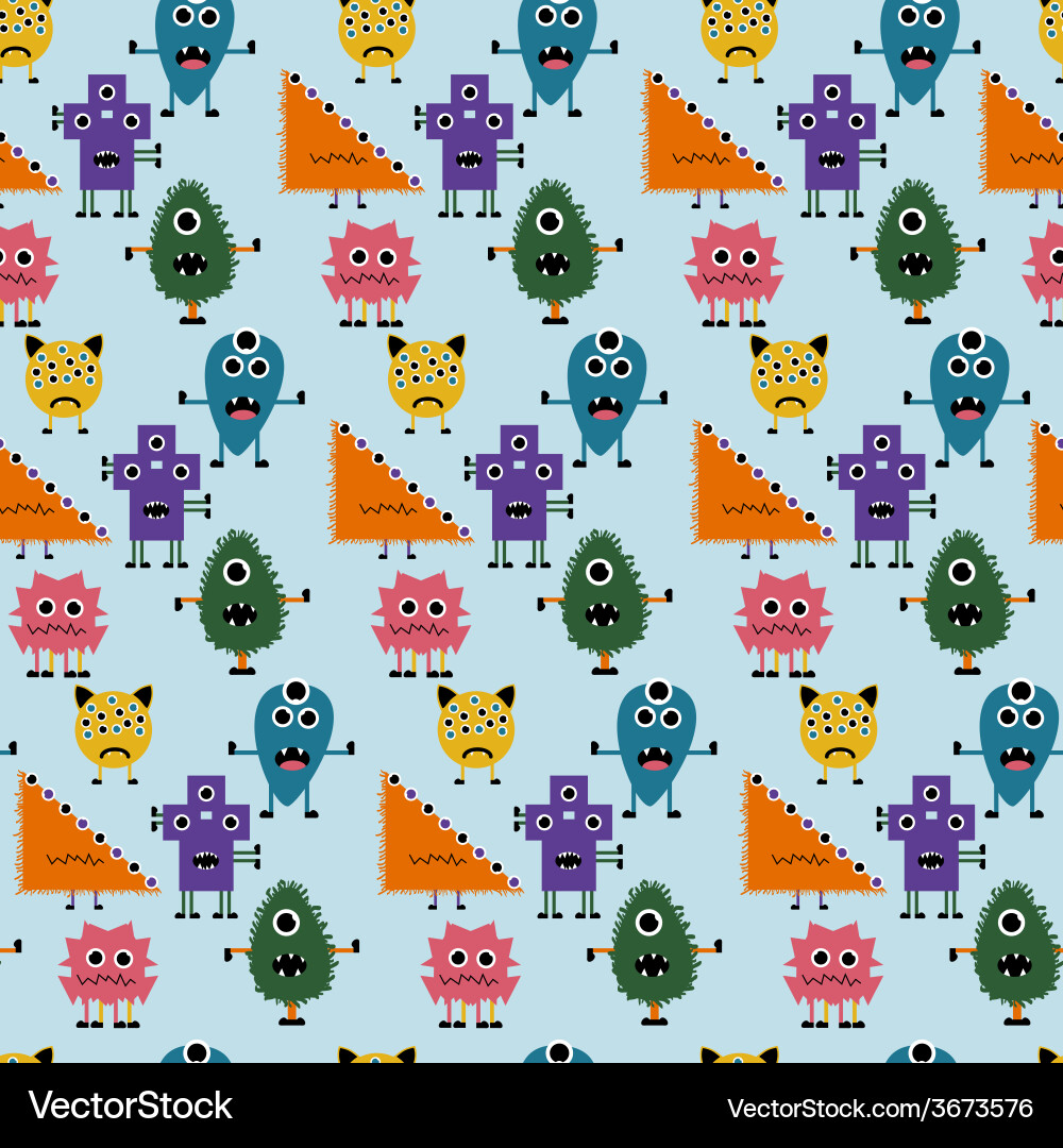 Seamless pattern with simply monsters background vector image