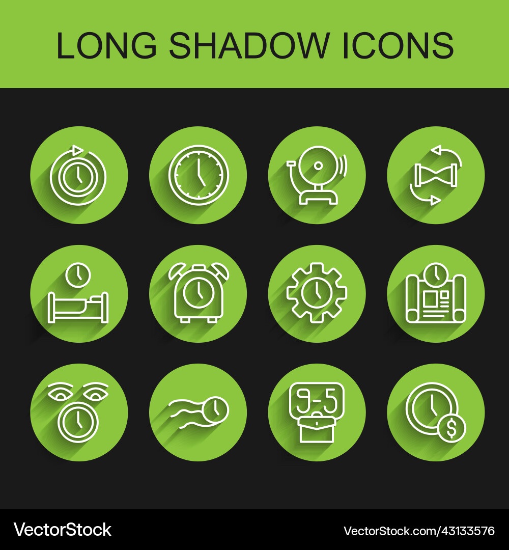 Set line clock time flies Set line clock time flies vector image