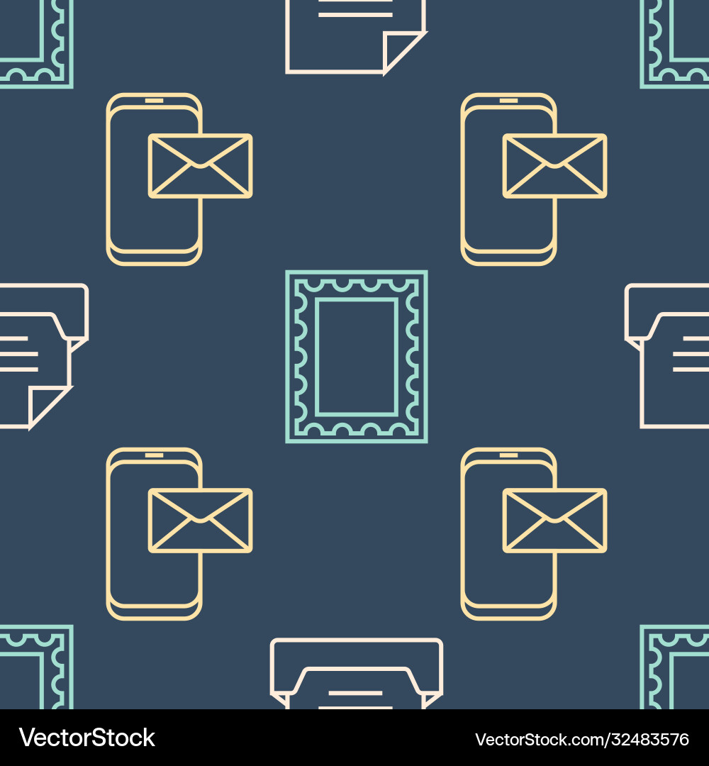 Set line drawer with document mobile and envelope vector image