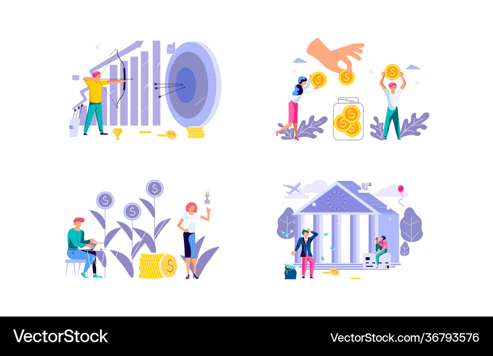 Set strategy and return on investment concepts Set strategy and return on investment concepts Vector Image