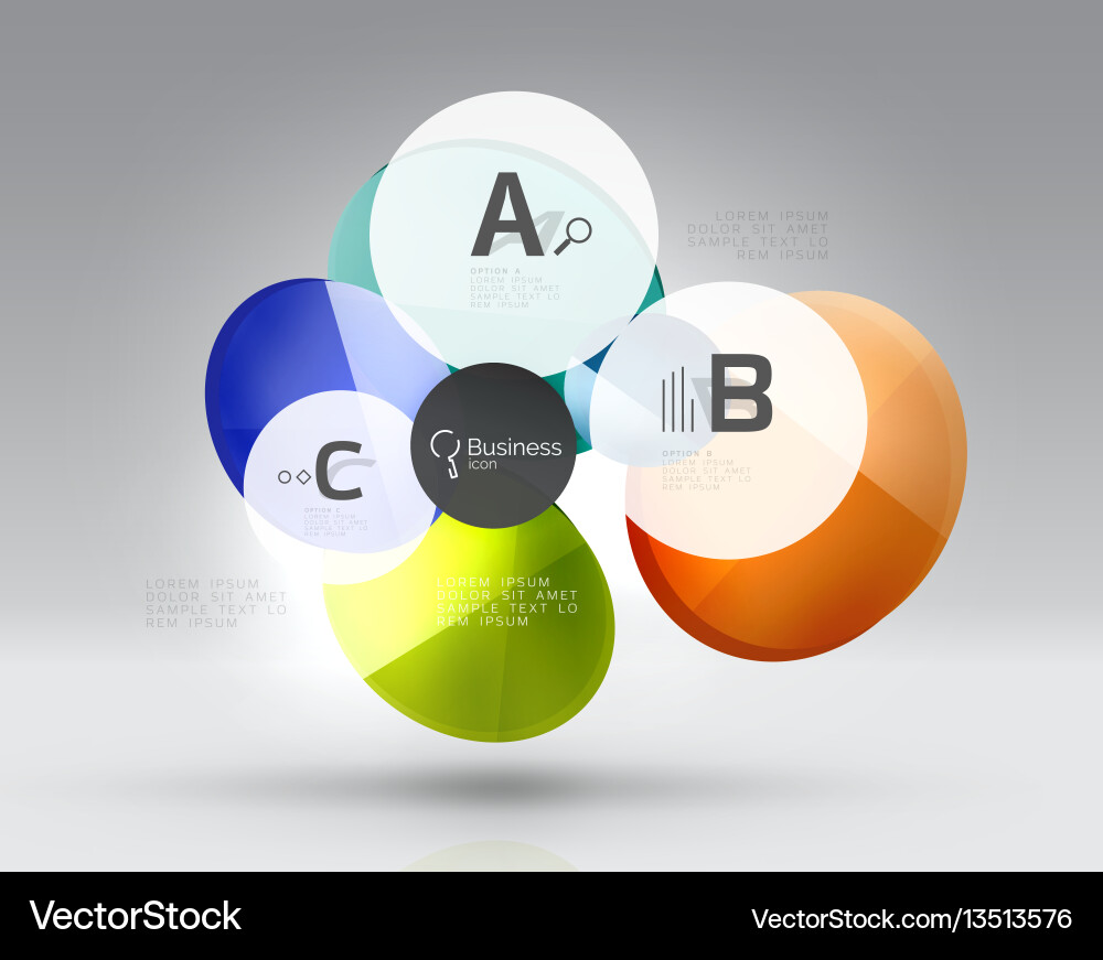 Shiny circles with text in 3d space Shiny circles with text in 3d space Vector Image