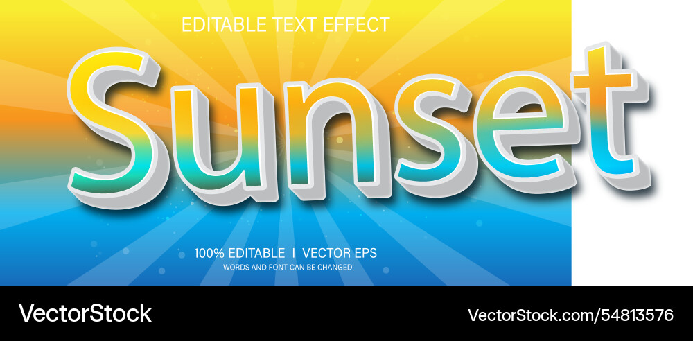 Sunset text effect with modern style design Sunset text effect with modern style design vector image