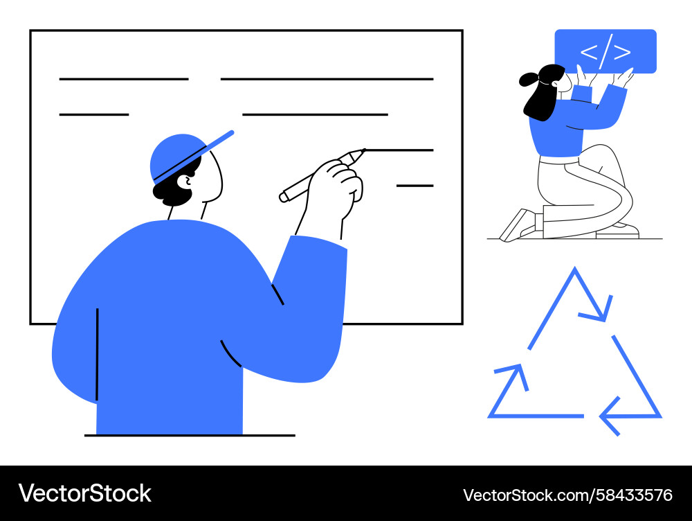 Team Brainstorming & Coding Vector Image