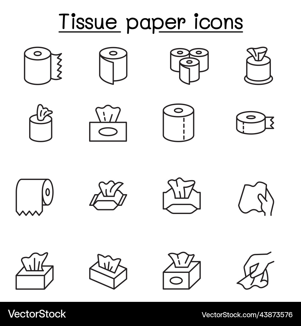 Tissue paper icon set in thin line style Tissue paper icon set in thin line style vector image