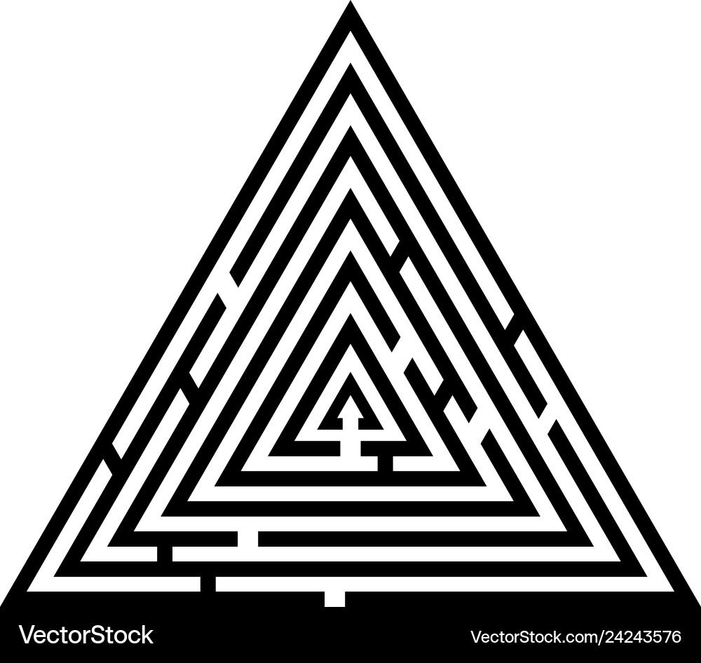Triangular labyrinth maze conundrum vector image