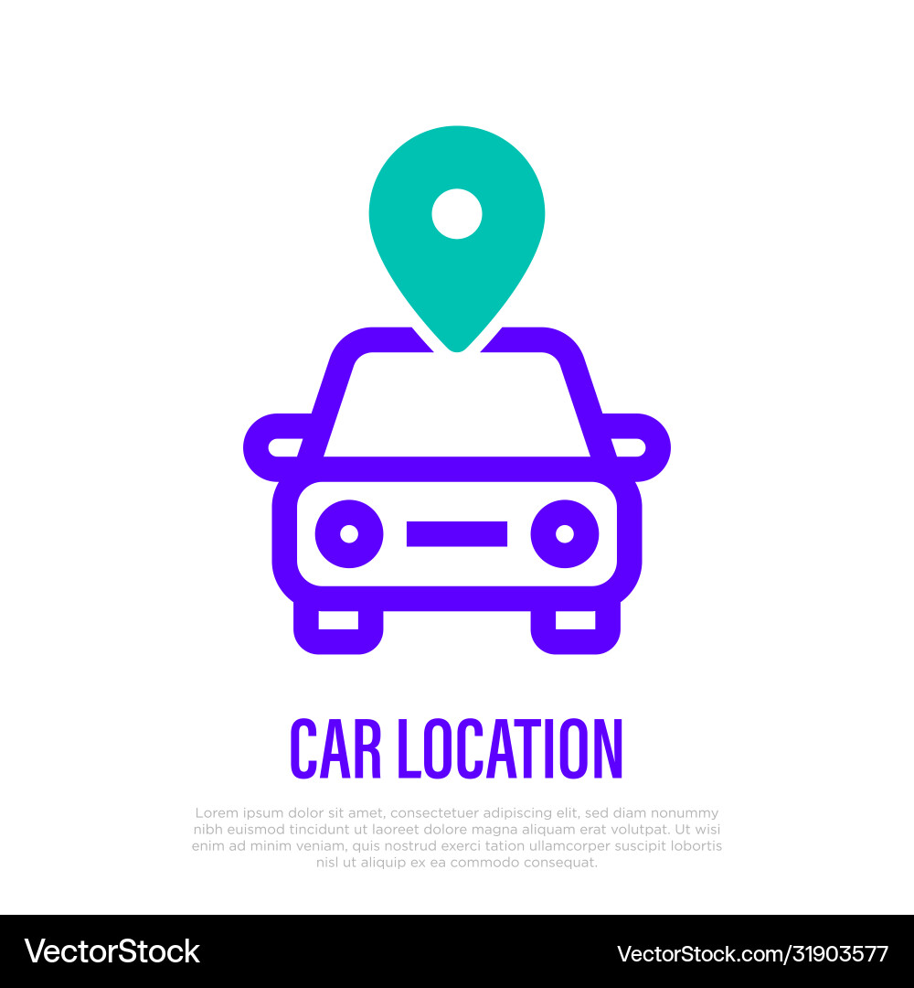 Car location thin line icon pointer for position vector image
