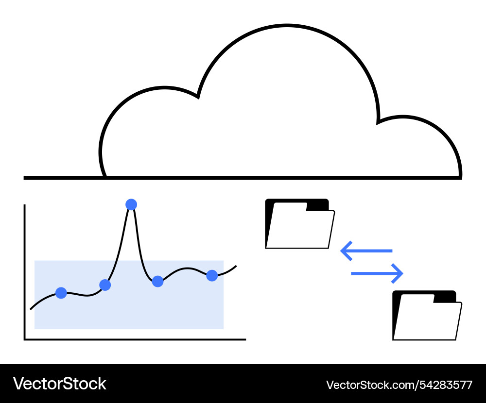 Cloud Computing mit Datenvisualisierung und Datei Cloud Computing mit Datenvisualisierung und Datei Vektorbild
