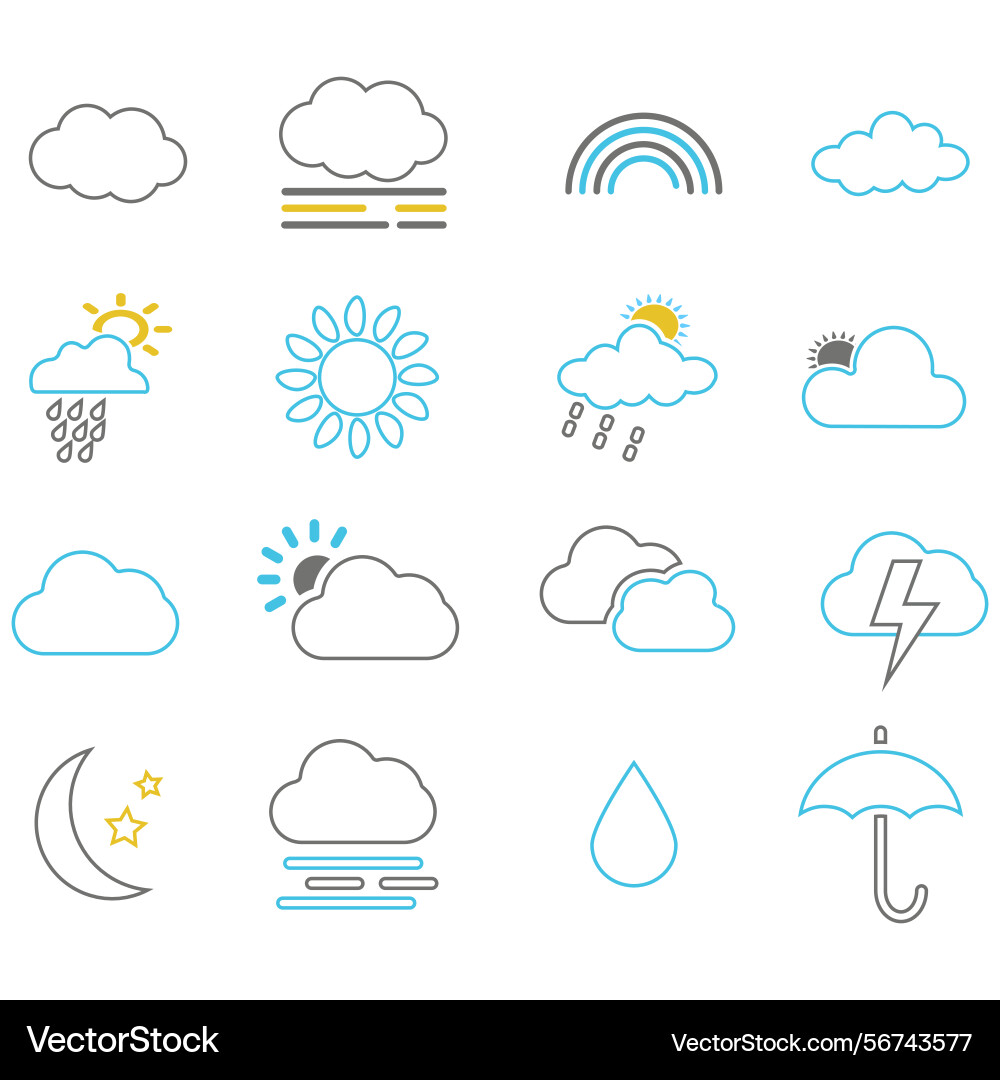Clouds icons set of in different form Vector Image