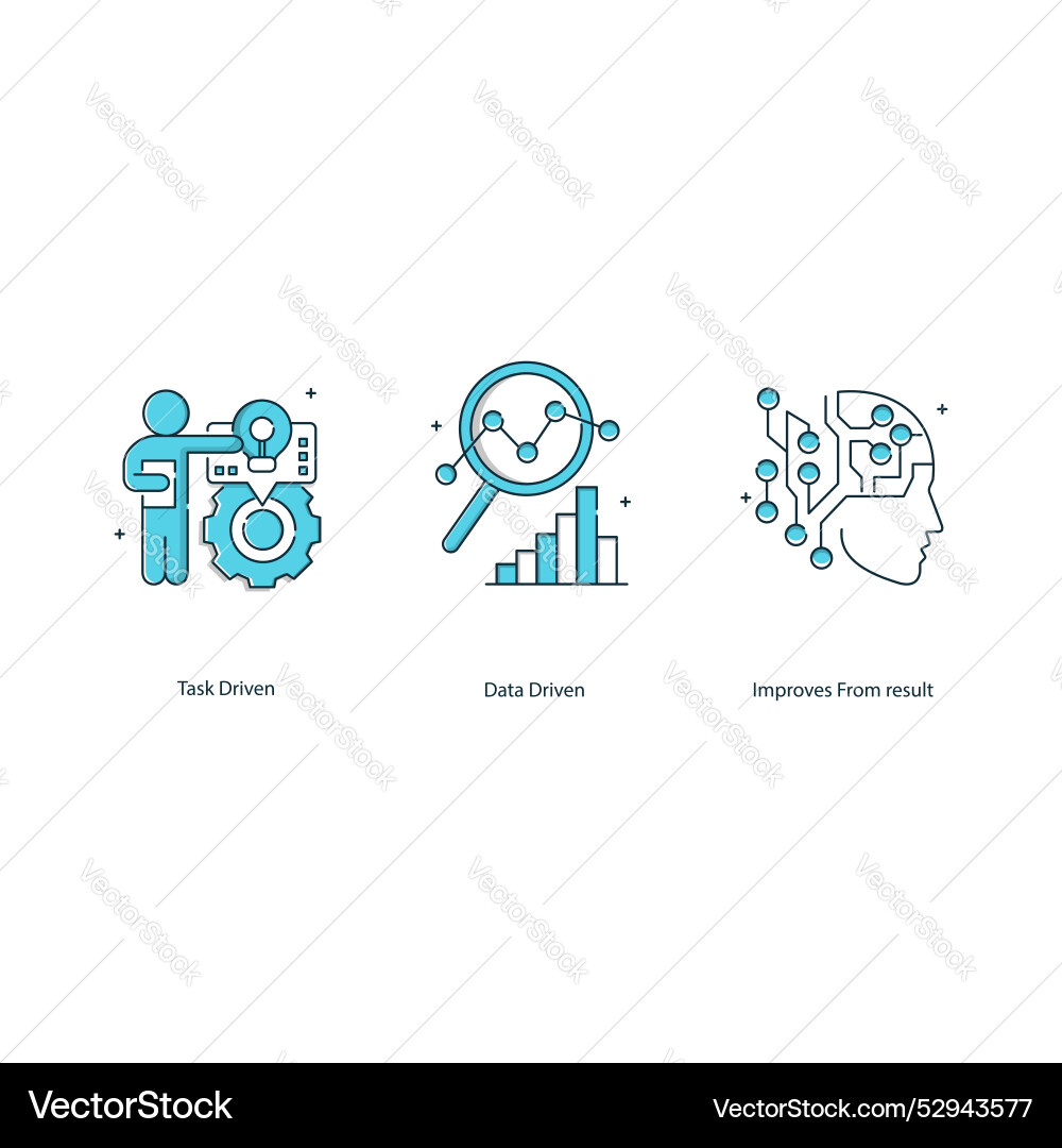 Computational machine learning icon set vector image