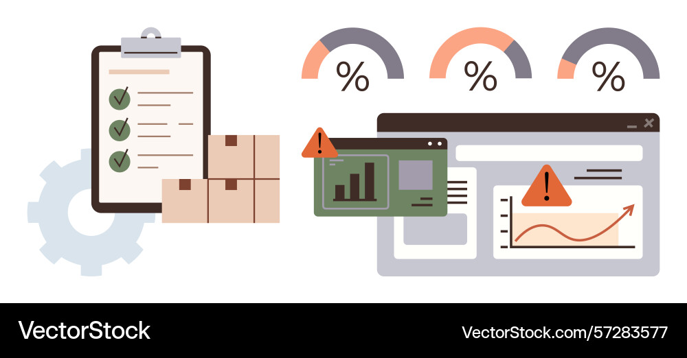 Data analysis with error warnings in analytics Data analysis with error warnings in analytics vector image