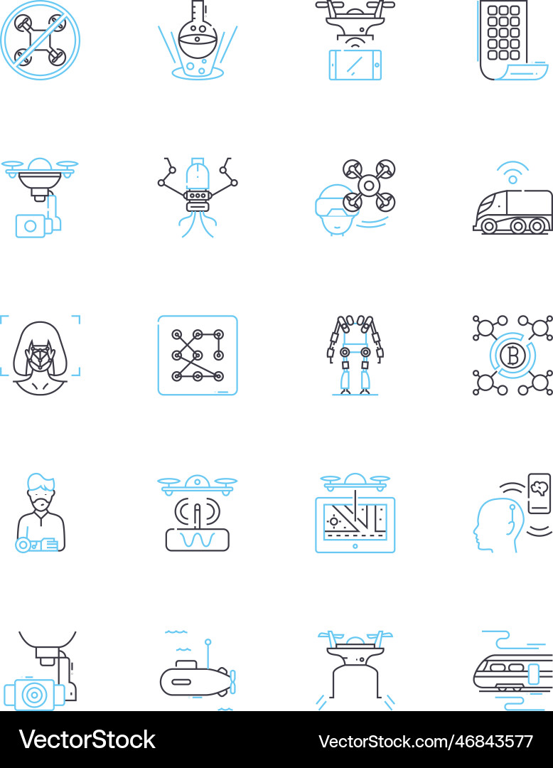 Digital transporting linear icons set e-commerce Digital transporting linear icons set e-commerce vector image