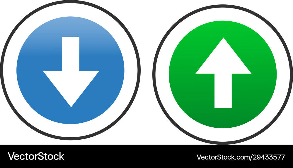 Download upload round icons with arrow in circle Download upload round icons with arrow in circle Vector Image