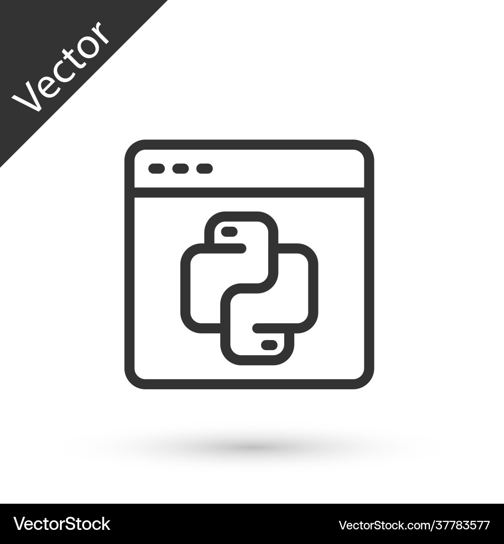 Grey line python programming language icon Grey line python programming language icon vector image
