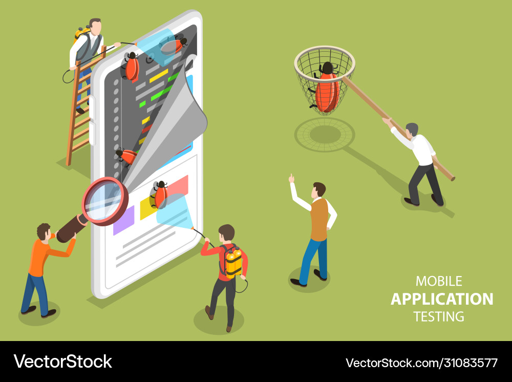 Mobile App Testing Isometric vector image