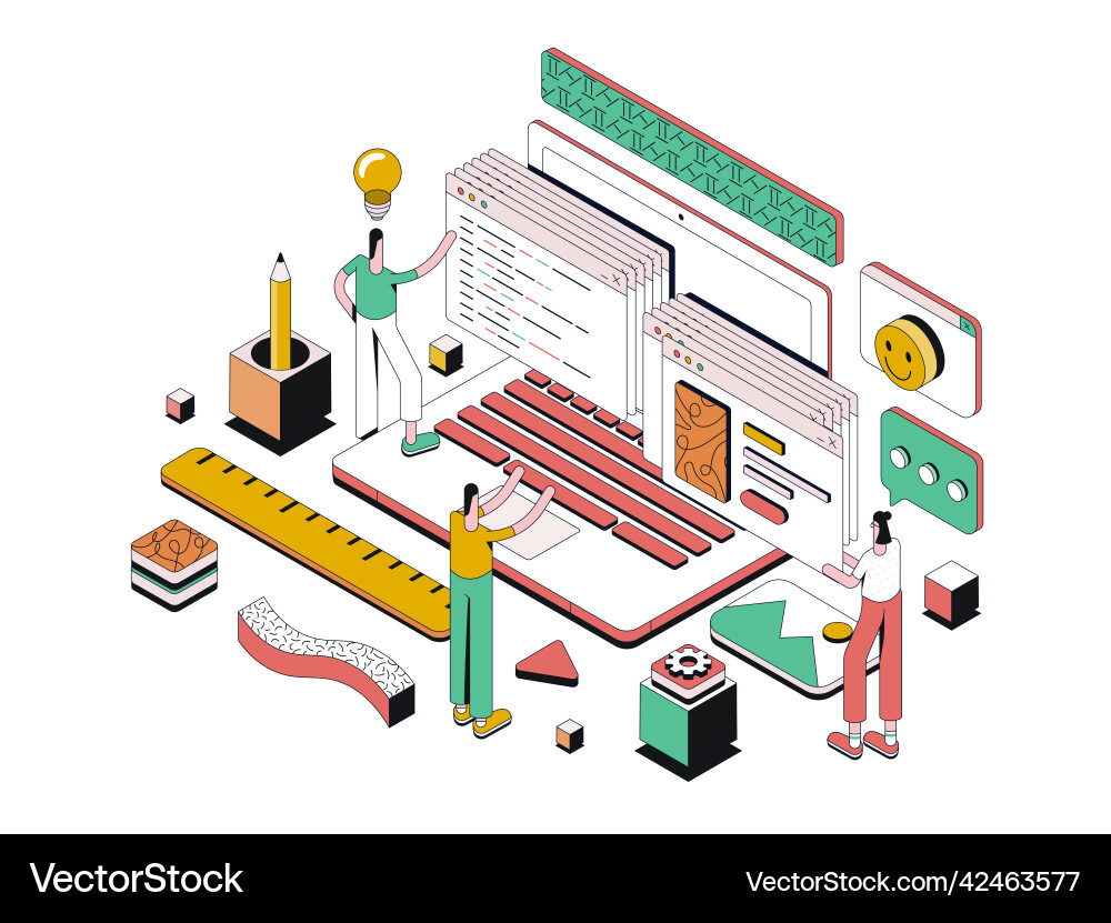 Modern isometric design -web Modern isometric design -web vector image