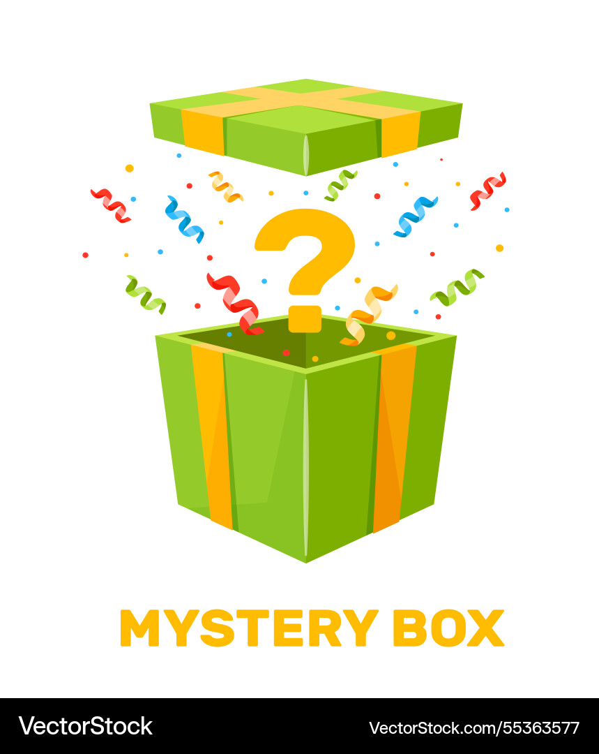 Mystery box open container with confetti Mystery box open container with confetti vector image