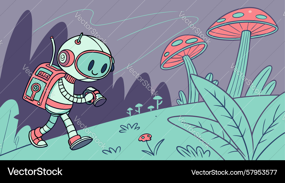 Robot Adventurer on Mars Vector Image
