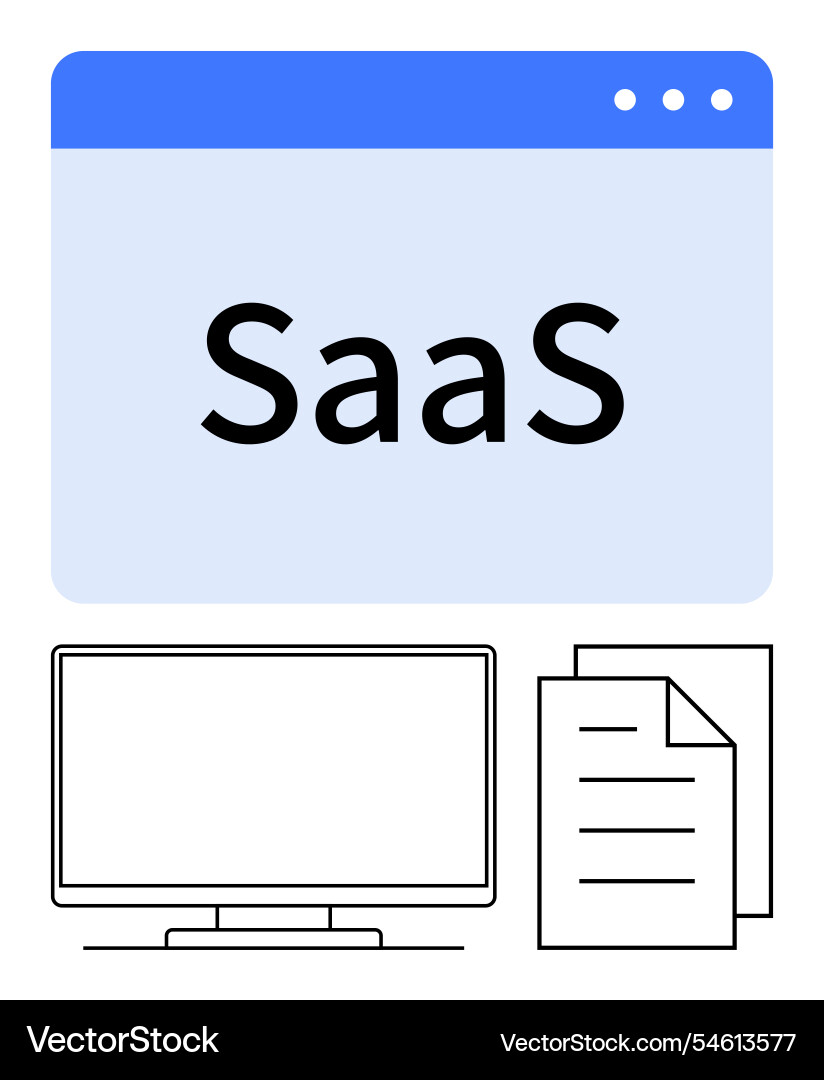 Saas concept with browser window computer monitor Saas concept with browser window computer monitor vector image