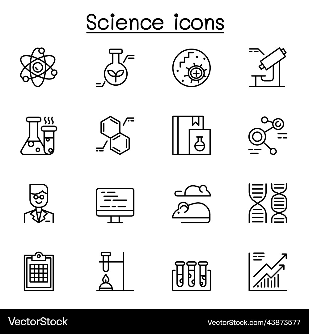 Science icon set in thin line style Royalty Free Vector