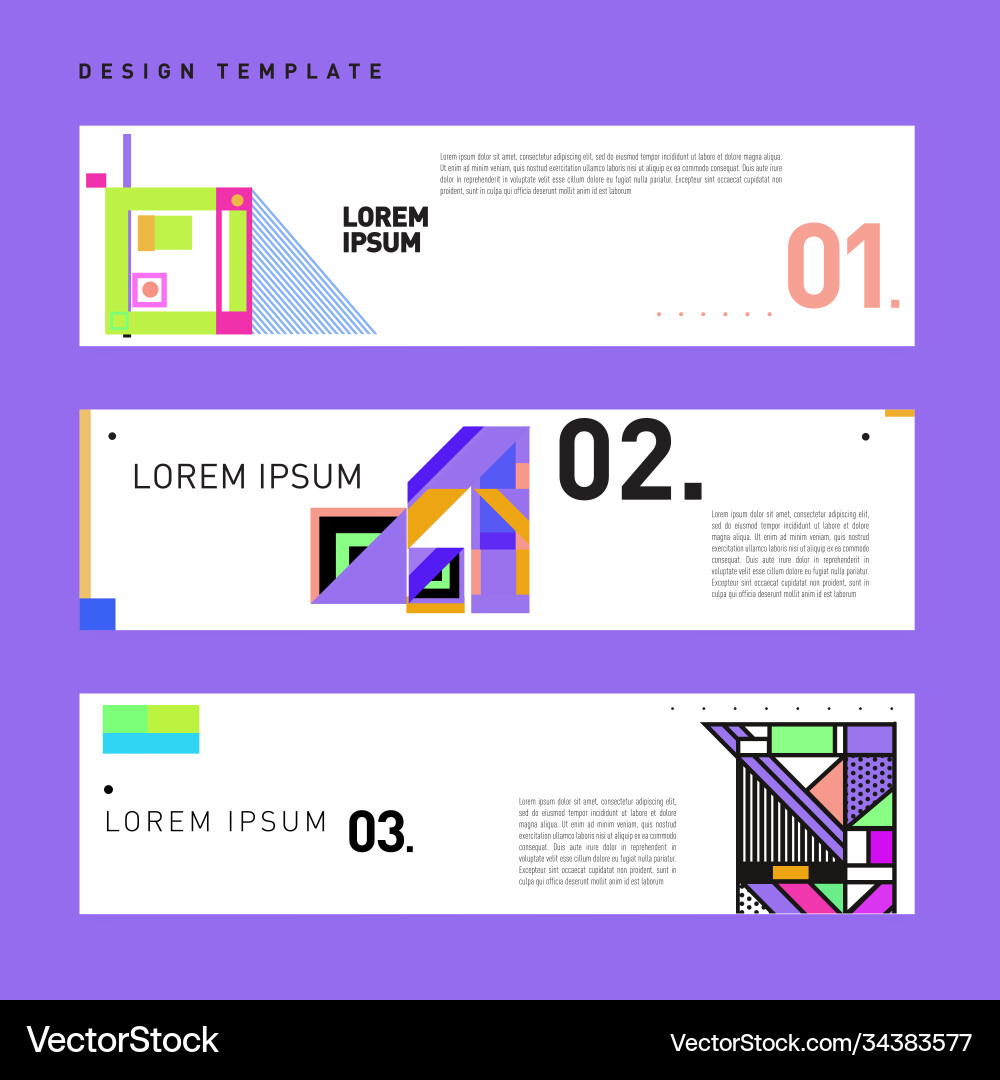 Set abstract banner web design template retro Vector Image