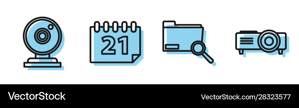 Set line search concept with folder web camera Set line search concept with folder web camera vector image