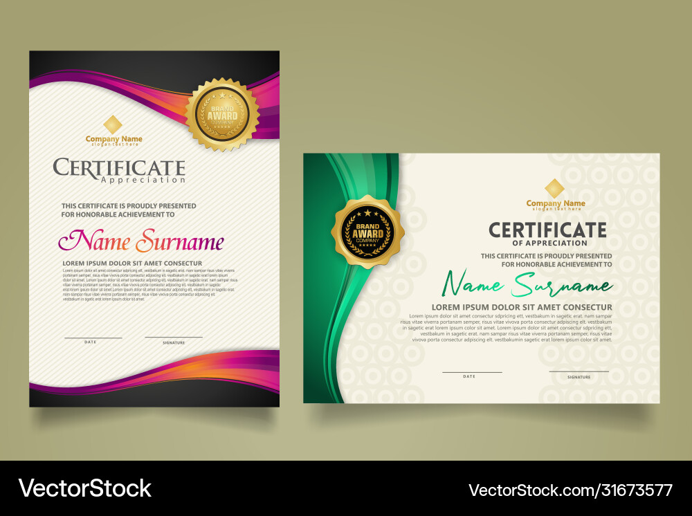 Set modern certificate template with flow lines Set modern certificate template with flow lines vector image