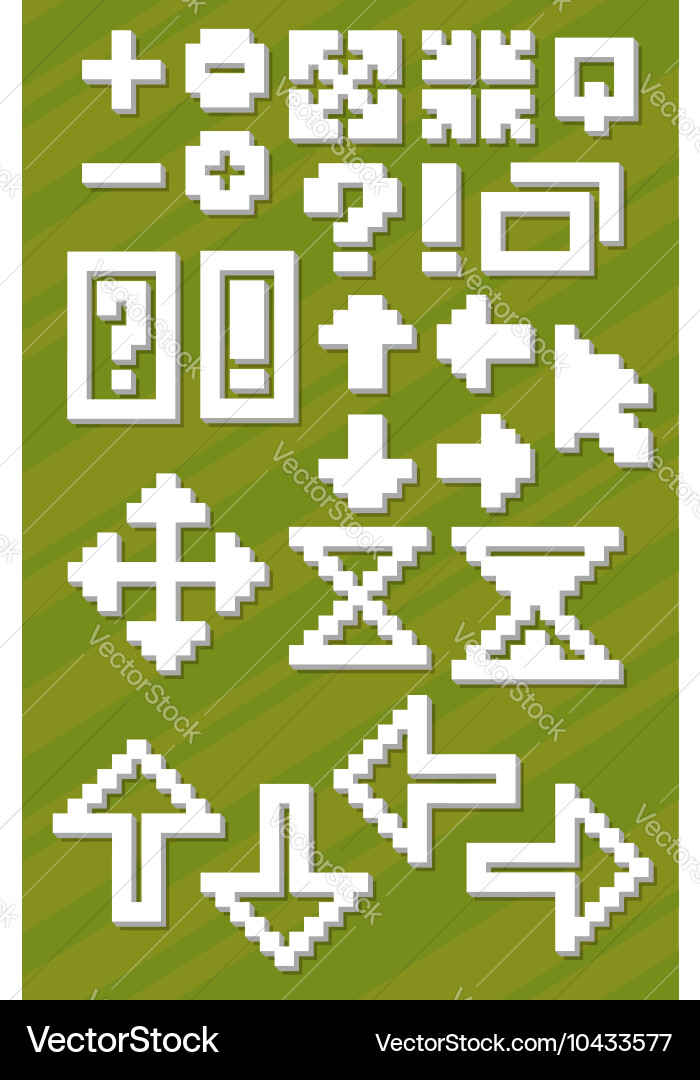 Set of different white pixel font symbols vector image
