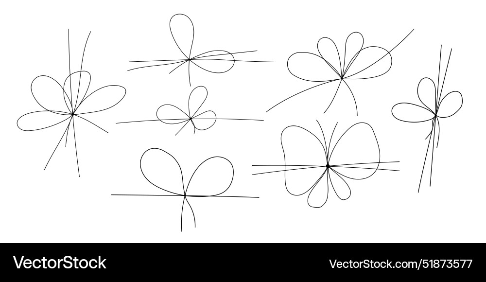 Simple line bows on ribbon bow string set vector image