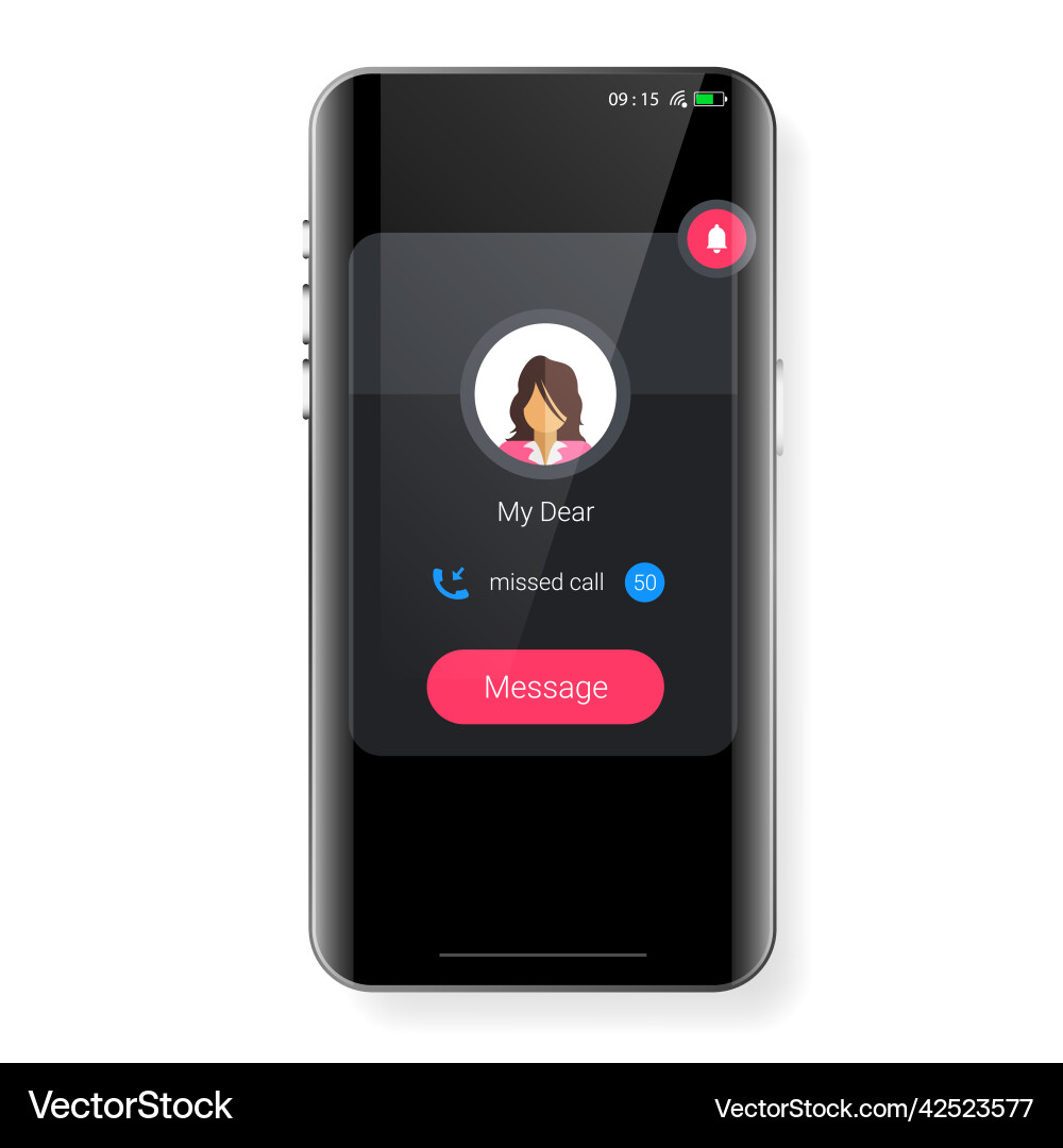 User interface information missed call floating vector image