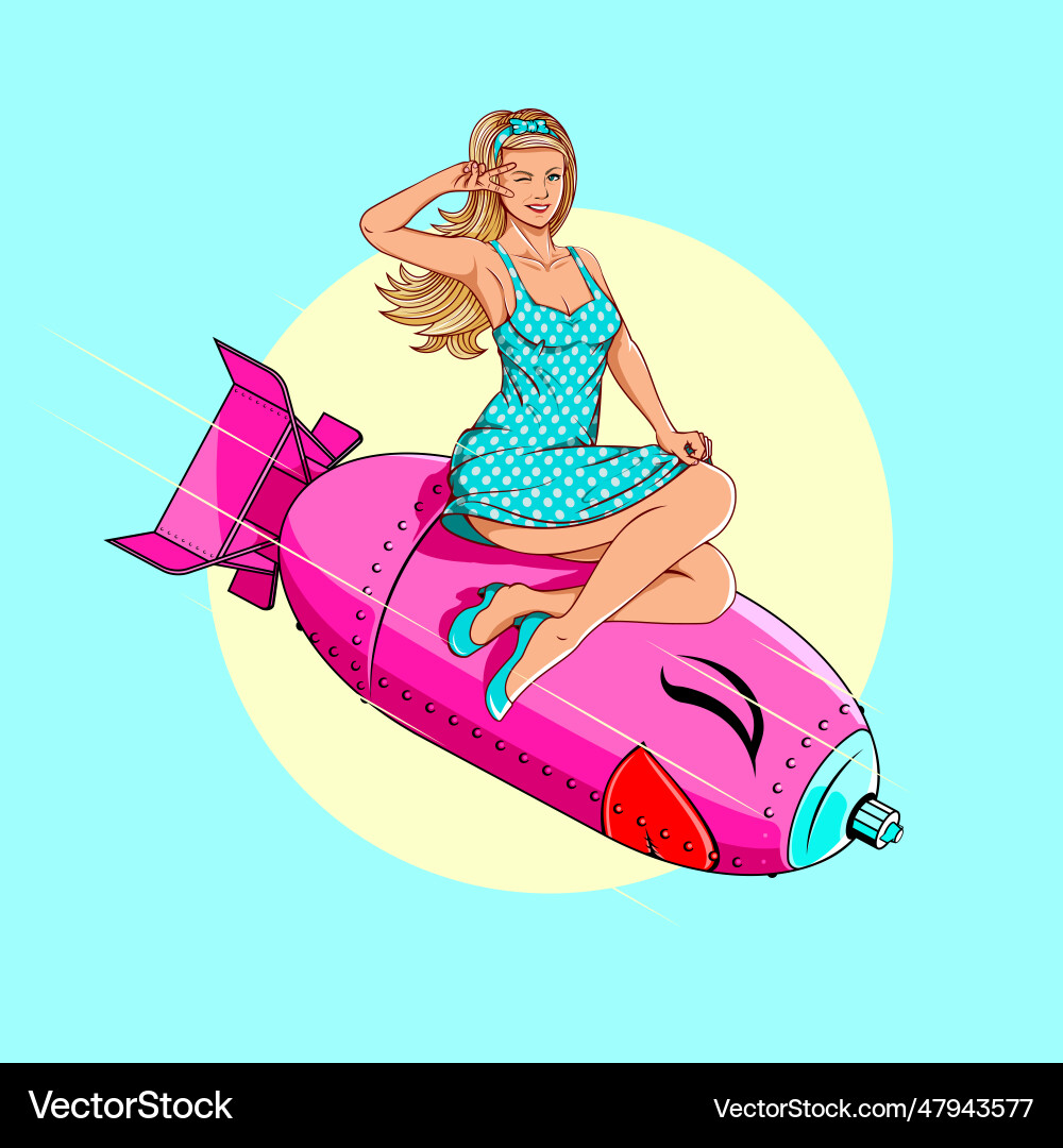 Ziemlich Puppe Reiten der Atombombe Pin up Mädchen Ziemlich Puppe Reiten der Atombombe Pin up Mädchen vektorbild
