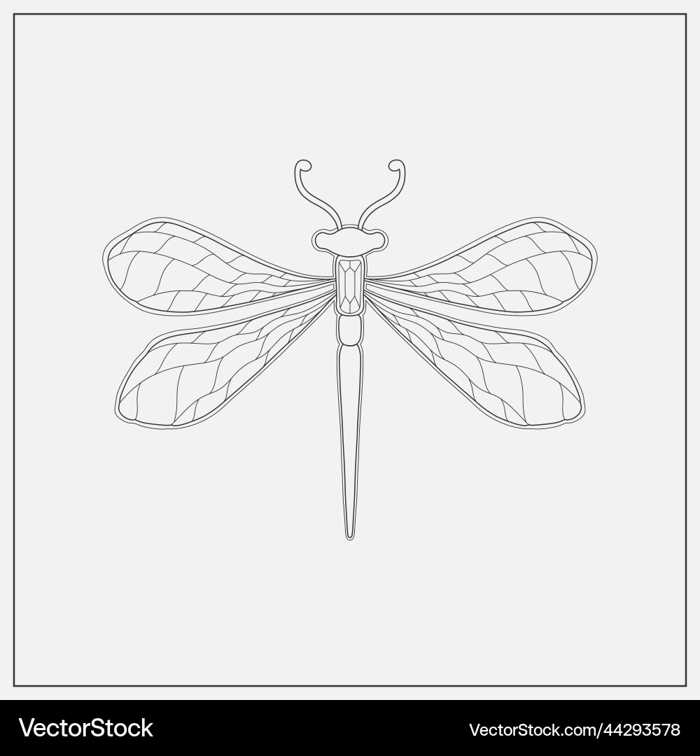 Art nouveau style dragonfly insect basic element Vector Image