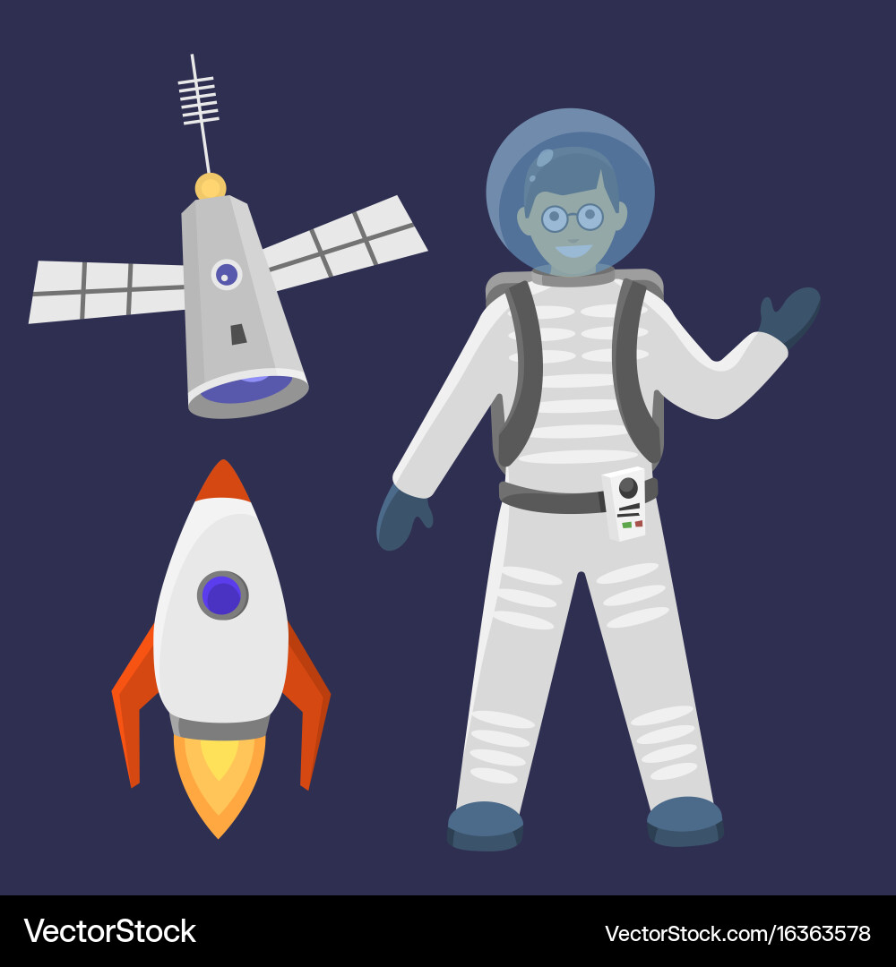 Astronaut Spacecraft Landing Vector Image