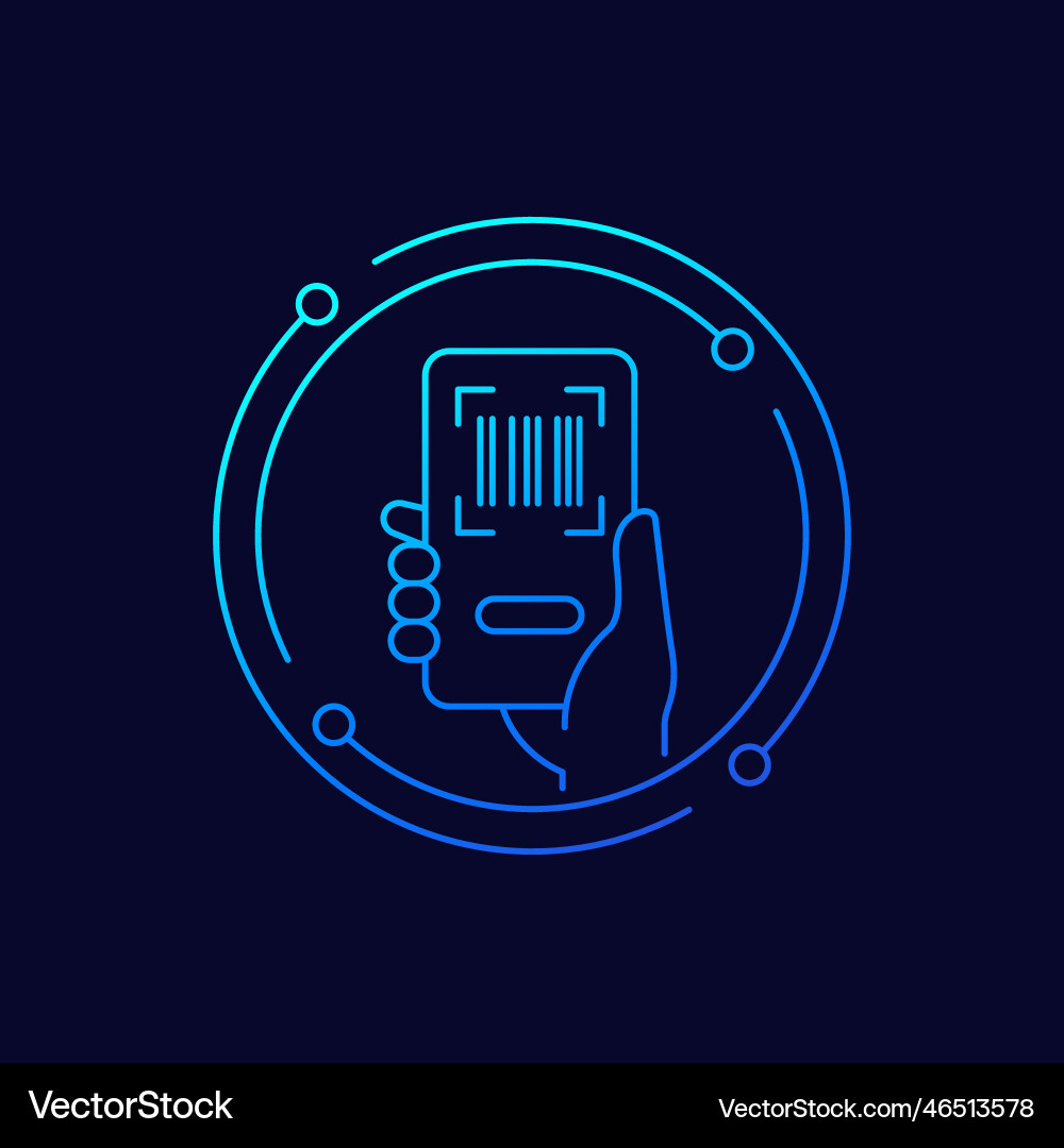 Barcode scanning app in phone icon linear design vector image
