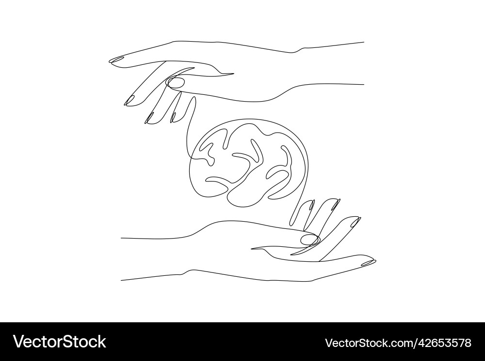 Brain and Hands - Continuous Line Art vector image
