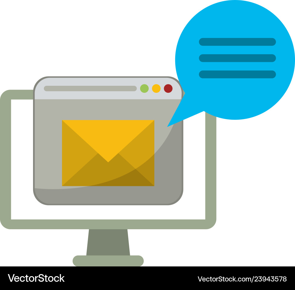 Computer with email website and chat bubble Vector Image