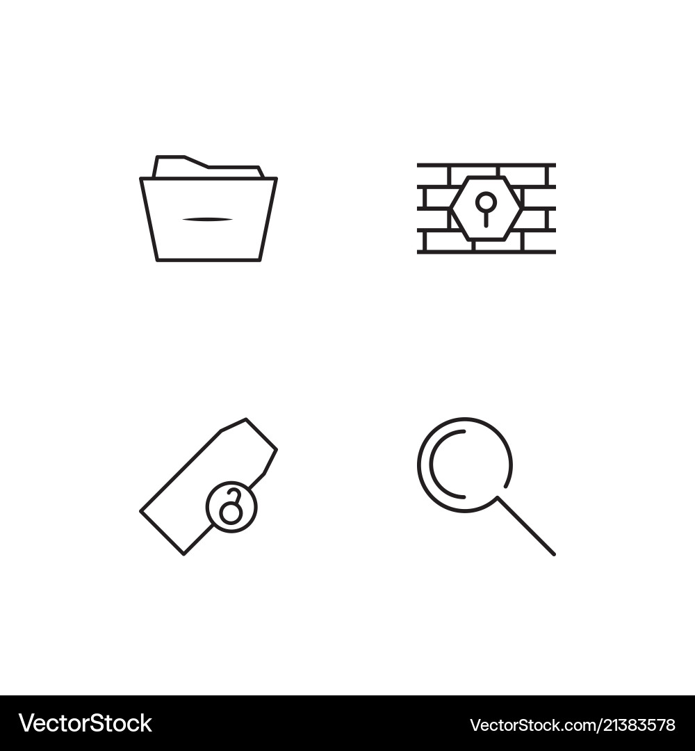 Cyber security linear icons set simple outline vector image