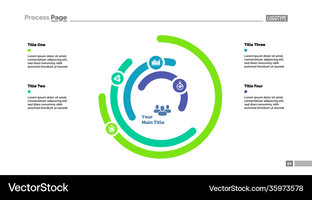 Five layer donut chart slide template Five layer donut chart slide template vector image