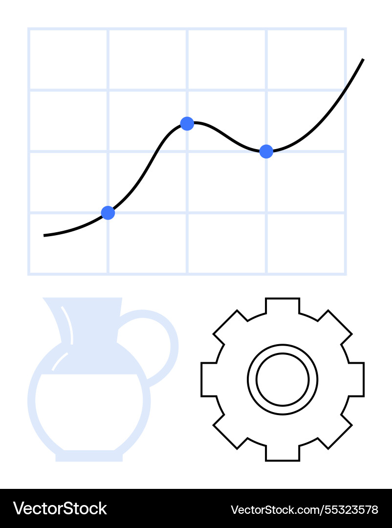 Growth chart with line graph blue data points Growth chart with line graph blue data points vector image