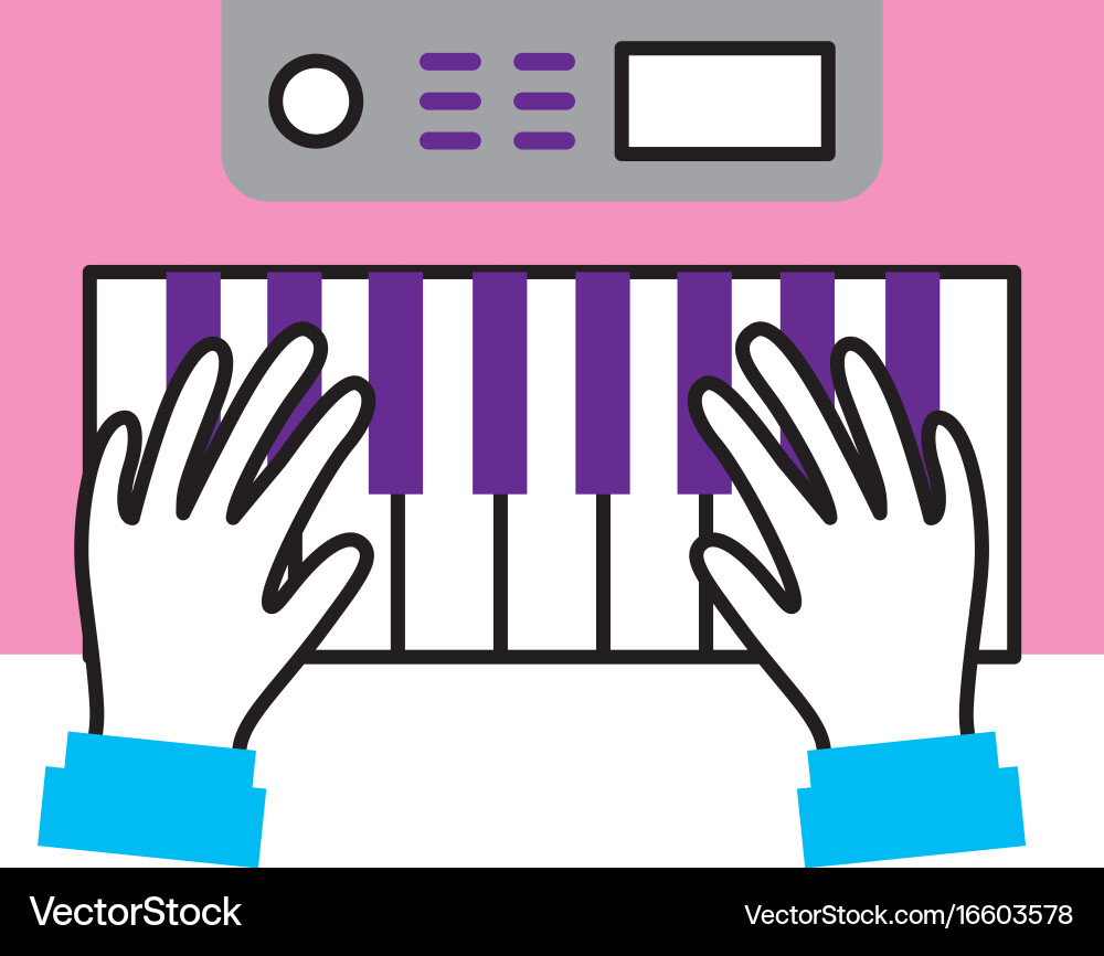 Hands user with synth console vector image