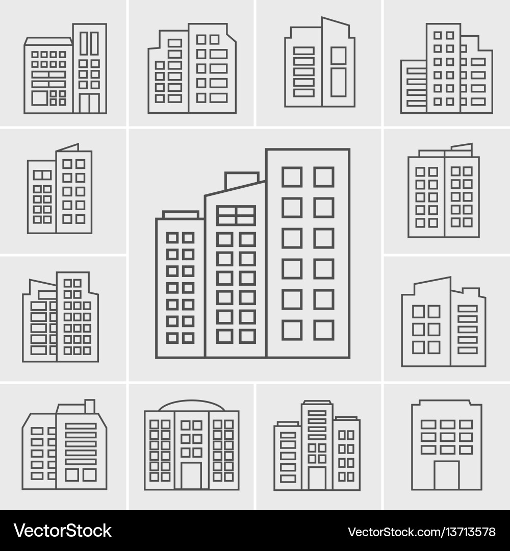 Line building icons set Line building icons set vector image