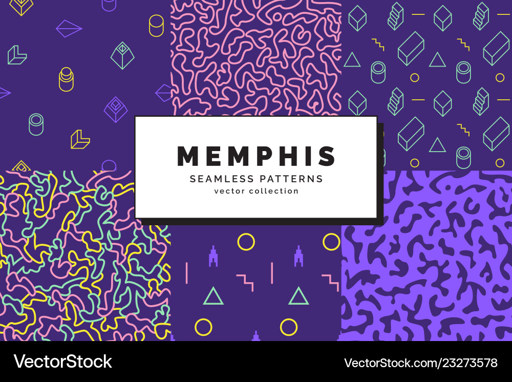 Memphis seamless patterns set vector image
