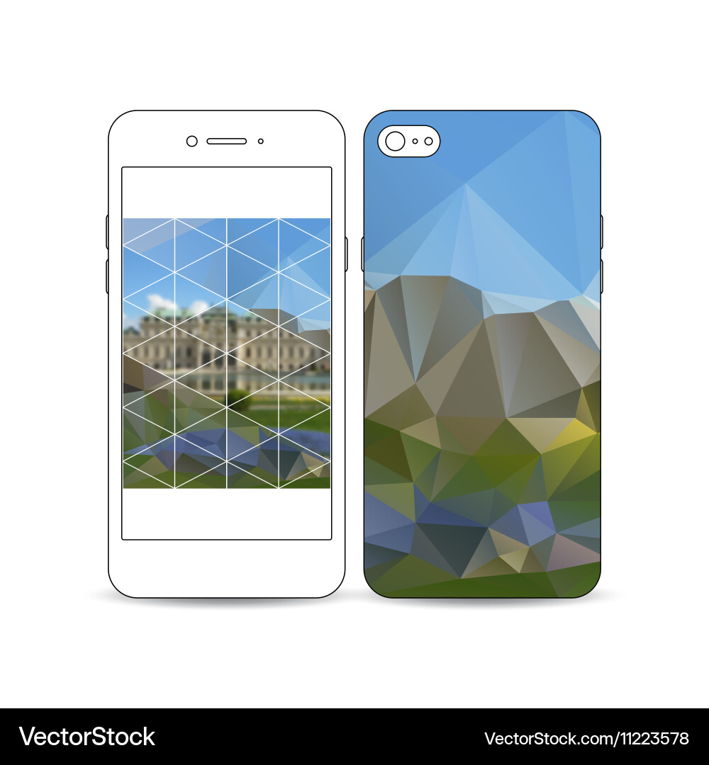Mobile smartphone with an example of the screen vector image