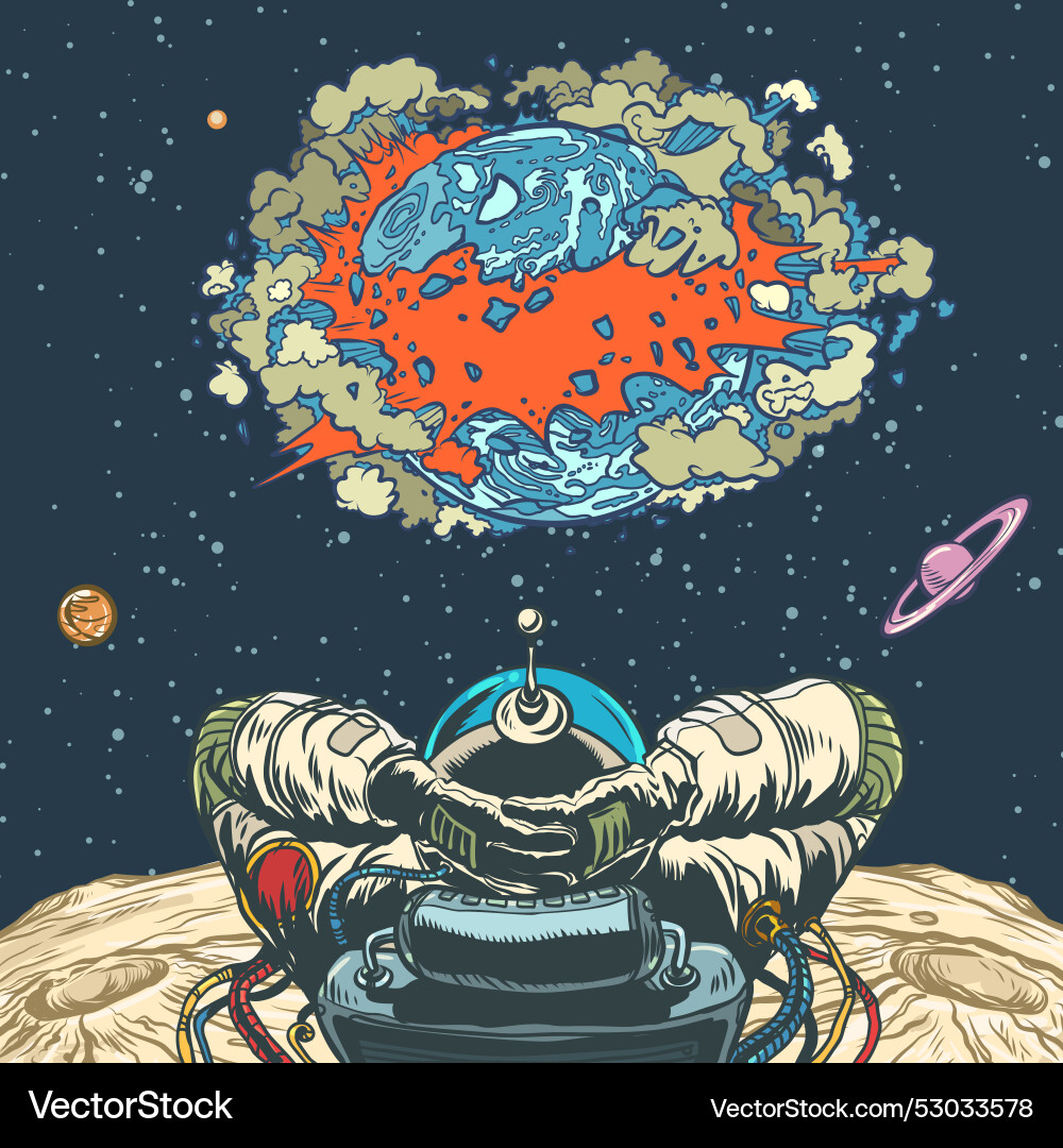 Planet Collapse - Astronaut's View Royalty Free Vector Image