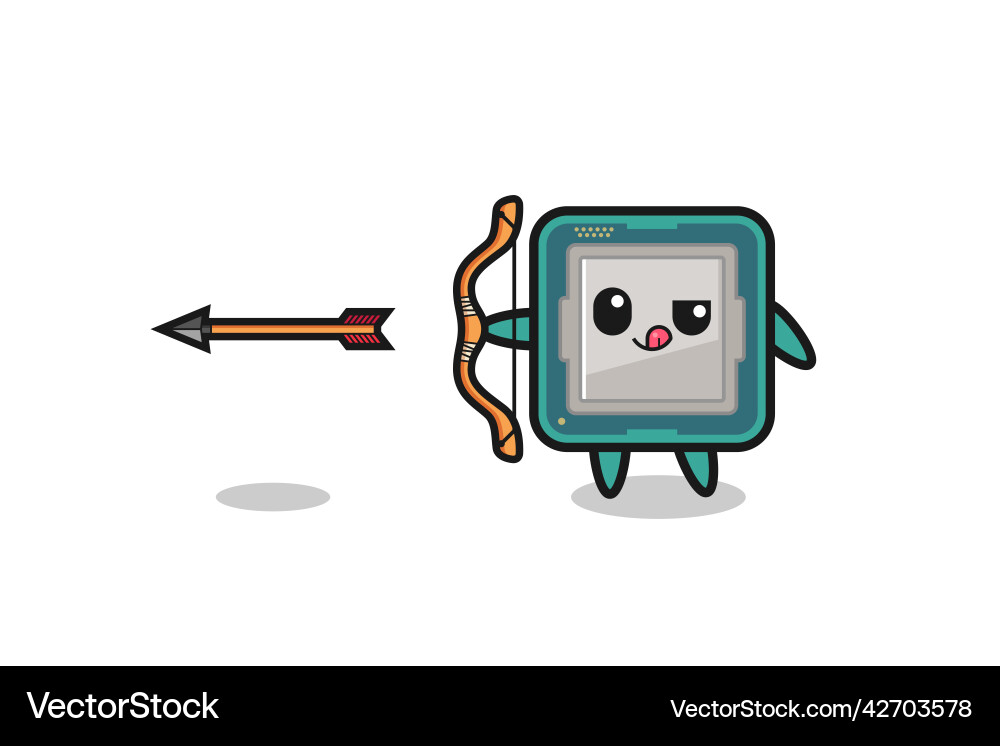 Processor character doing archery Vector Image